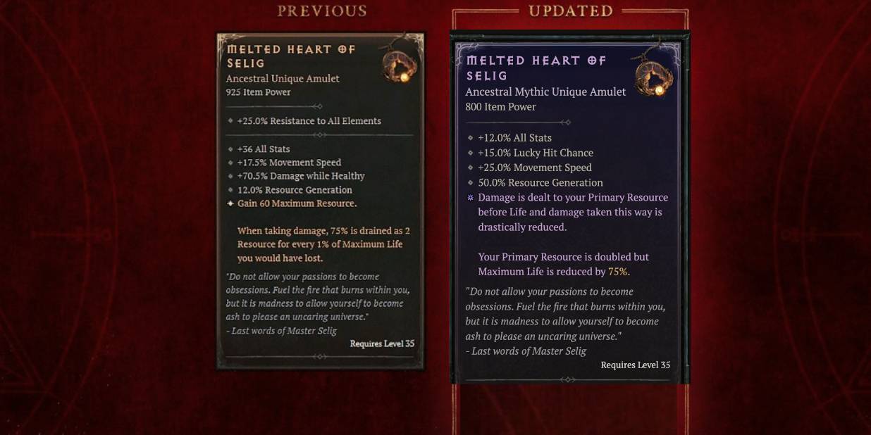 Melted Heart of Selig Mythic Unique